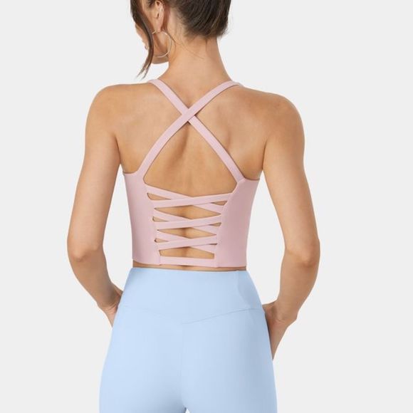 HALARA Pink Crisscross Back Top - Picture 1 of 5